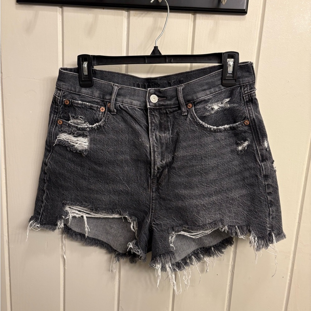5/$25 American Eagle High Waist Distressed Black Denim Shorts 10